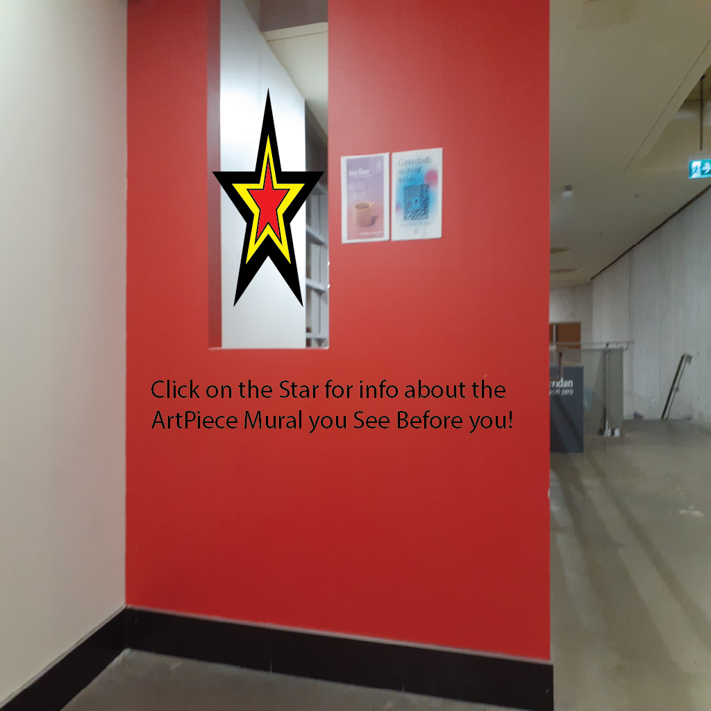 the opposite side of the mural wall with interactive star to click on 