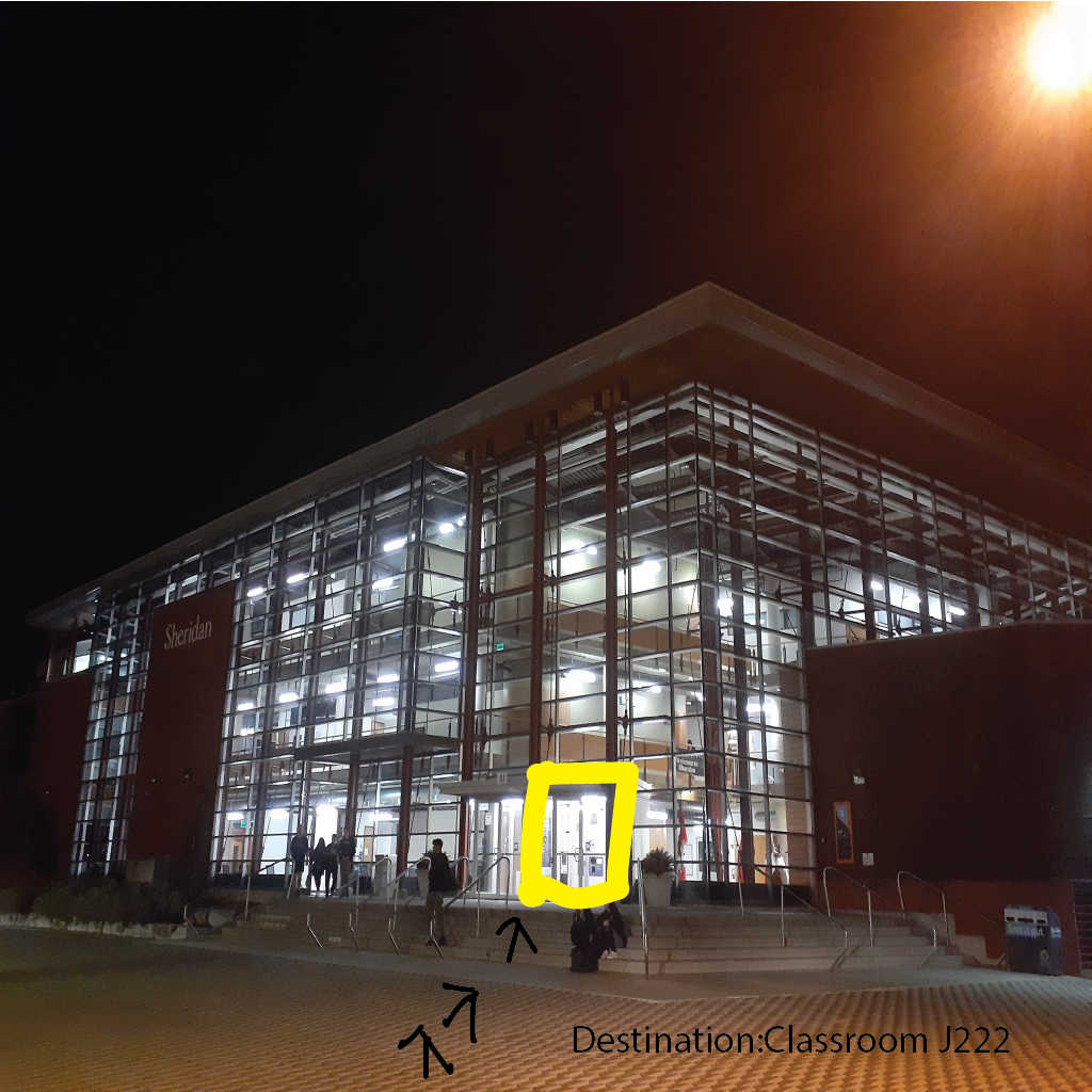 Waypoints leadting to the entrace of the campus