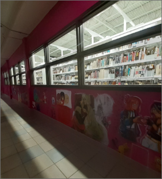 the entire wide shot of the left wall 