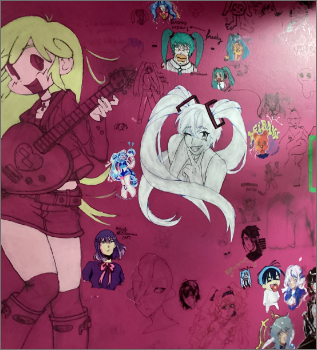 collage of artists's wall in the nook