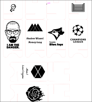 all of the Designs to be printed on wooden phone stand by laser stand