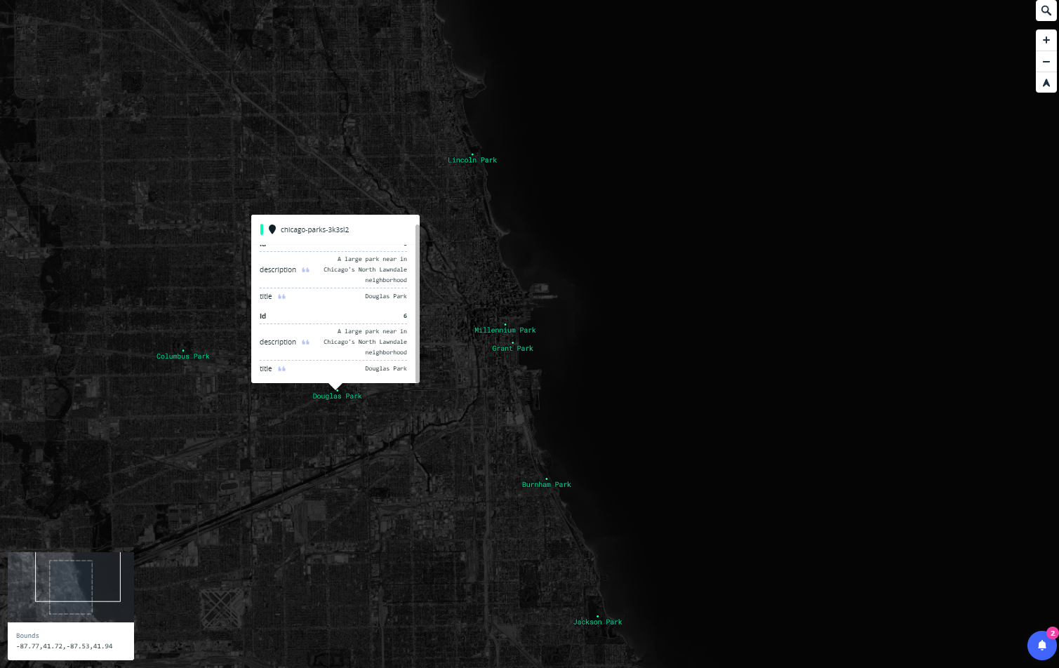 on click info on parks